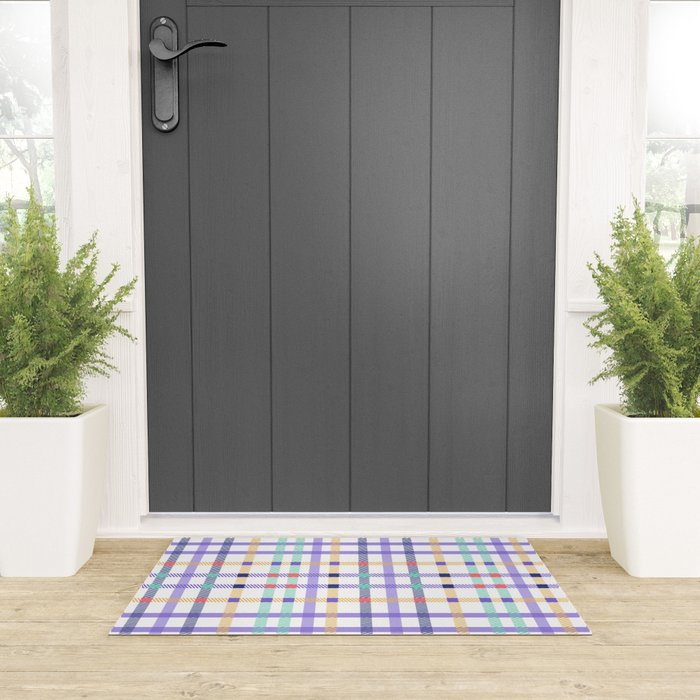 Vibrant Plaid Fusion A Welcome Mat Gallery Image 3