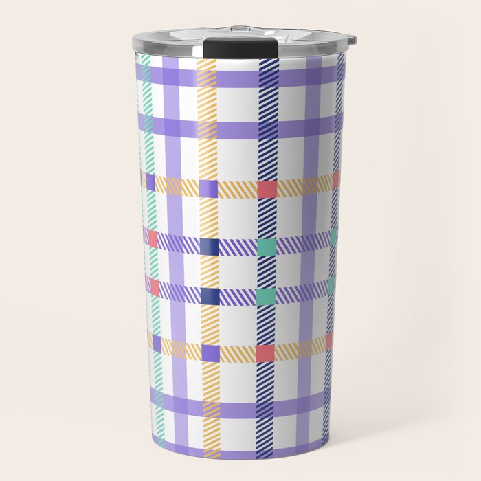 Vibrant Plaid Fusion A Travel Mug Gallery Image 1