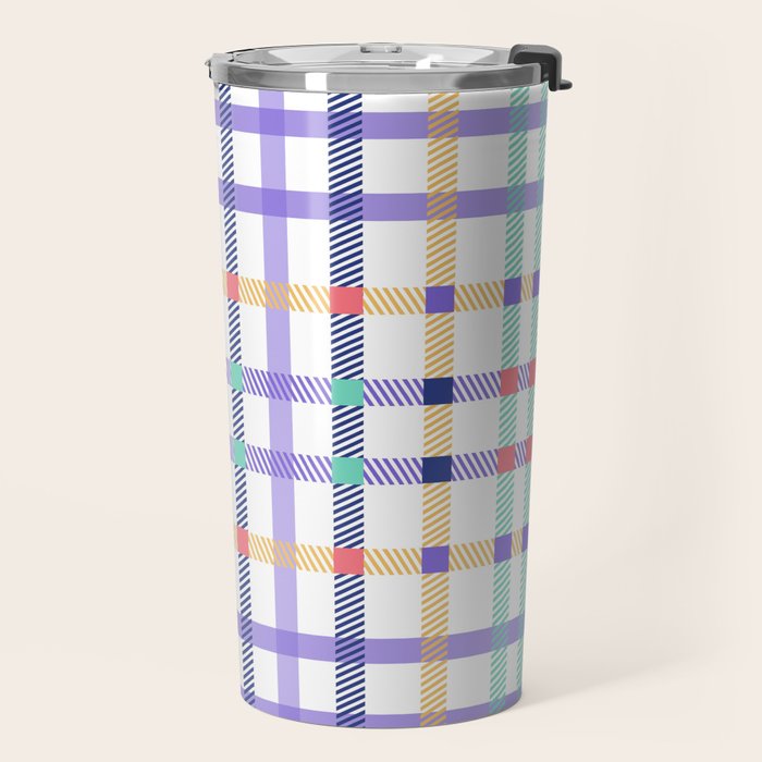 Vibrant Plaid Fusion A Travel Mug Gallery Image 2