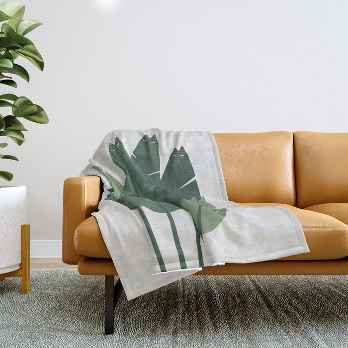 Cat and Plant 18 Throw Blanket Gallery Image 1