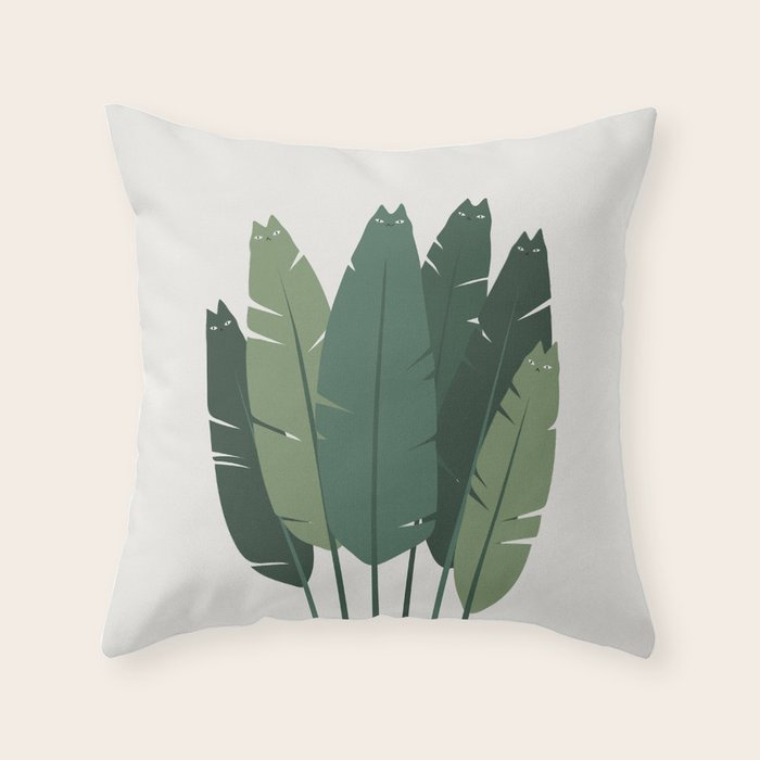 Cat and Plant 18 Throw Pillow Gallery Image 6