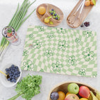 Green Checker Swirl With Flowers Cutting Board Gallery Image 2