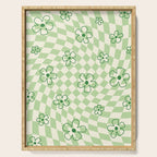 Green Checker Swirl With Flowers Serving Tray Gallery Image 1