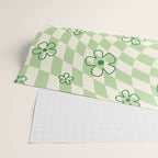 Green Checker Swirl With Flowers Wrapping Paper Gallery Image 2