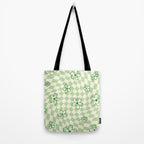 Green Checker Swirl With Flowers Tote Bag Gallery Image 2