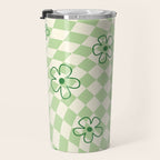 Green Checker Swirl With Flowers Travel Mug Gallery Image 3