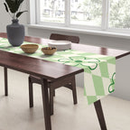 Green Checker Swirl With Flowers Table Runner Gallery Image 2