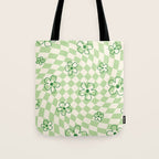 Green Checker Swirl With Flowers Tote Bag Gallery Image 1