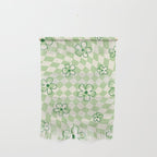 Green Checker Swirl With Flowers Wall Hanging Gallery Image 1