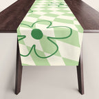 Green Checker Swirl With Flowers Table Runner Gallery Image 1