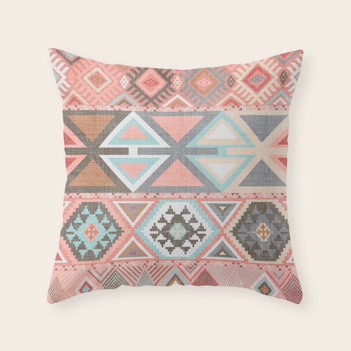 Aztec Artisan in Pink Throw Pillow Gallery Image 1