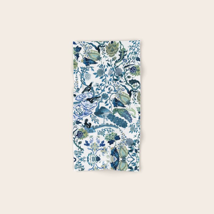 Blue vintage chinoiserie flora Hand & Bath Towel Gallery Image 1