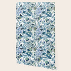 Blue vintage chinoiserie flora Wallpaper Gallery Image 2