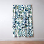 Blue vintage chinoiserie flora Window Curtain Gallery Image 3