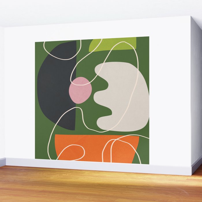 Minimal Colorful Abstract Shapes 6 Wall Mural Gallery Image 2