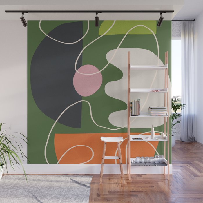 Minimal Colorful Abstract Shapes 6 Wall Mural Gallery Image 1