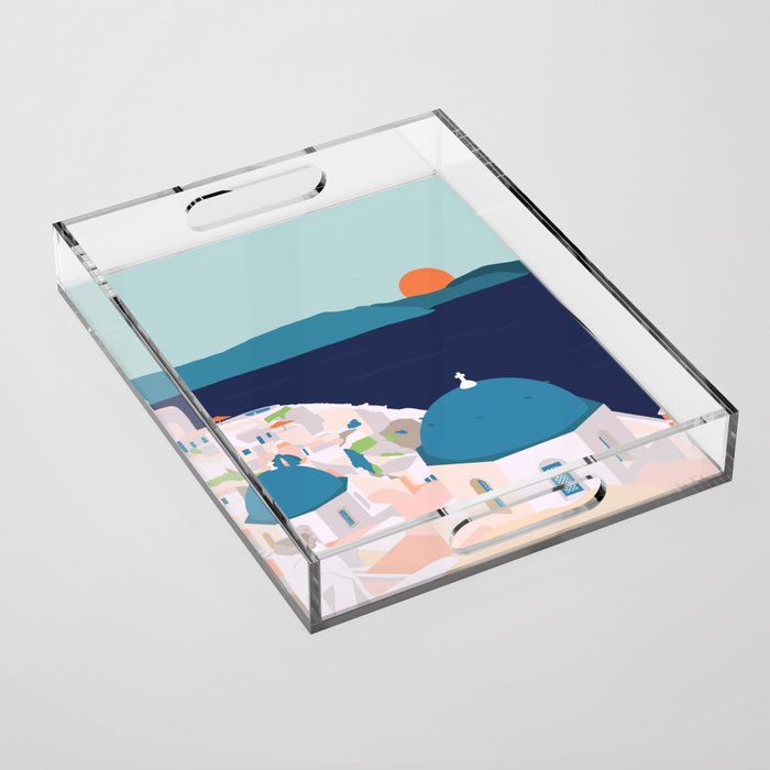 Santorini Greece Acrylic Tray Gallery Image 1