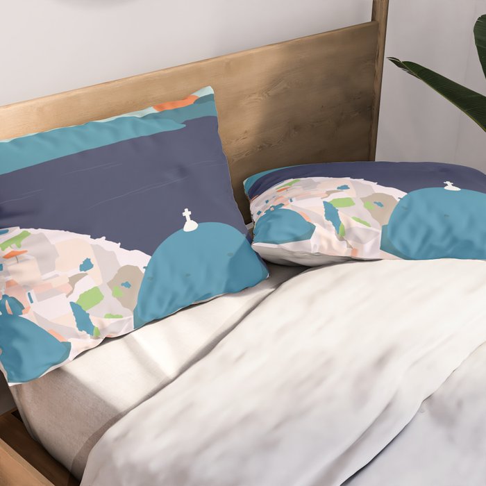 Santorini Greece Pillow Sham Gallery Image 2