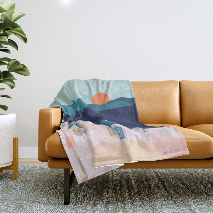 Santorini Greece Throw Blanket Gallery Image 1