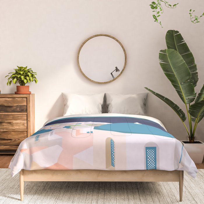 Santorini Greece Comforter Gallery Image 3