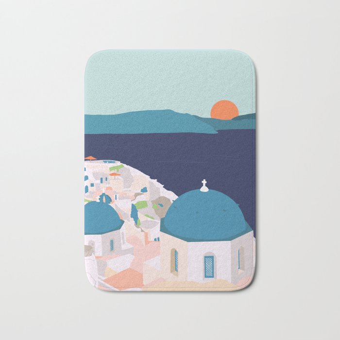 Santorini Greece Bath Mat Gallery Image 1