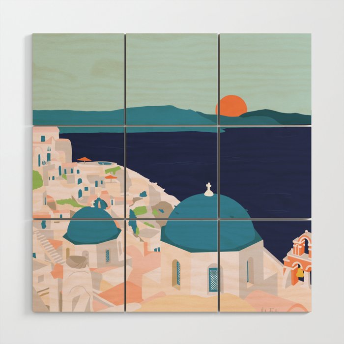 Santorini Greece Wood Wall Art Gallery Image 1