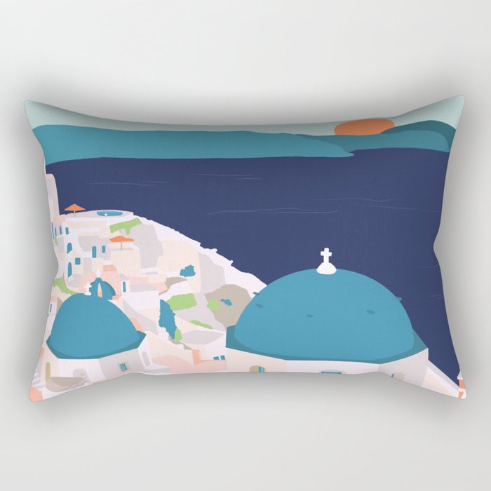 Santorini Greece Rectangular Pillow Gallery Image 2