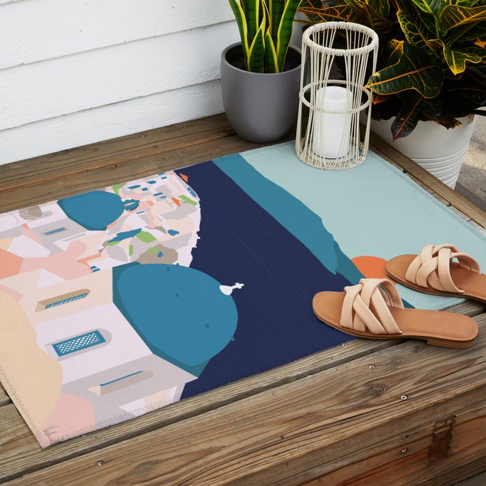 Santorini Greece Outdoor Rug Gallery Image 2