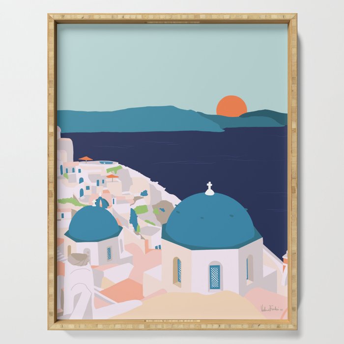 Santorini Greece Serving Tray Gallery Image 1