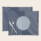 Geometric Lines in night Blue 10 (Rainbow and Sun Abstract) Placemat Gallery Image 1