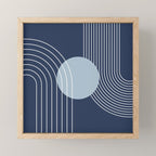 Geometric Lines in night Blue 10 (Rainbow and Sun Abstract) Mini Art Print Gallery Image 1