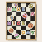 Have A Nice Day. Y2k Stickers, Black & White Checker Serving Tray Gallery Image 1