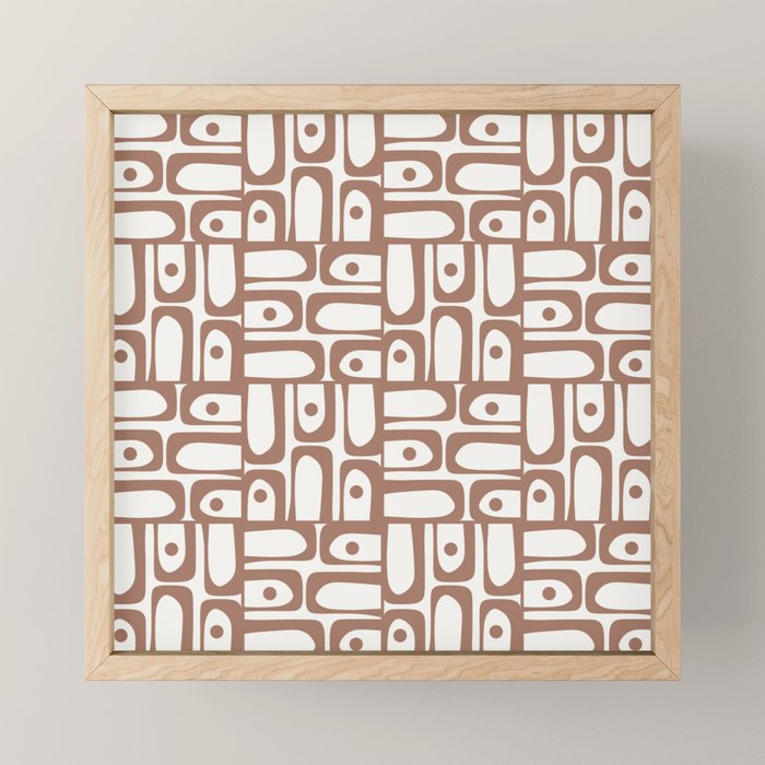 Mid Century Piquet Geo Pattern Inspired by PANTONE 17 1230 Color of the Year Mocha Mousse Mini Art Print Gallery Image 1