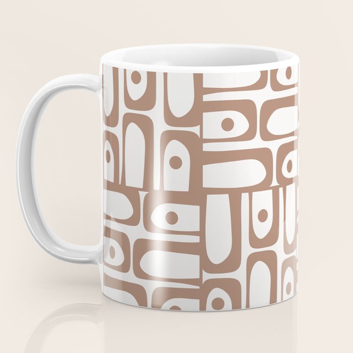 Mid Century Piquet Geo Pattern Inspired by PANTONE 17 1230 Color of the Year Mocha Mousse Coffee Mug Gallery Image 3