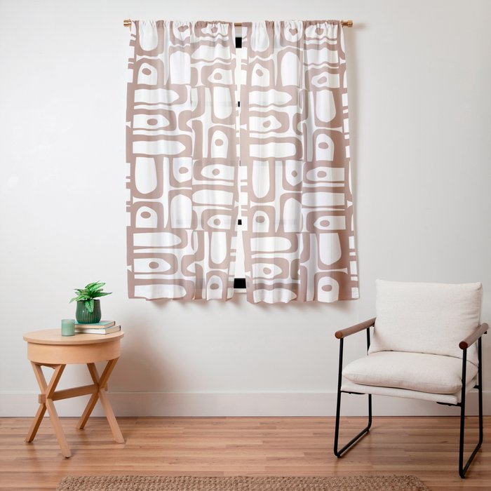 Mid Century Piquet Geo Pattern Inspired by PANTONE 17 1230 Color of the Year Mocha Mousse Window Curtain Gallery Image 15