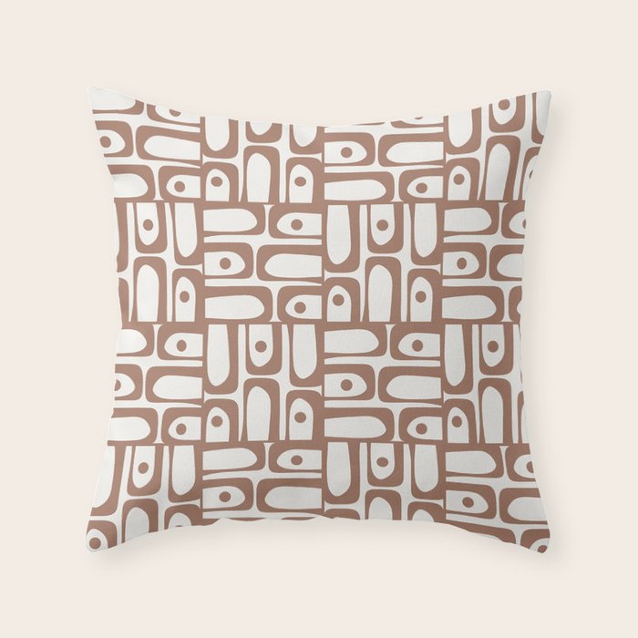 Mid Century Piquet Geo Pattern Inspired by PANTONE 17 1230 Color of the Year Mocha Mousse Throw Pillow Gallery Image 6