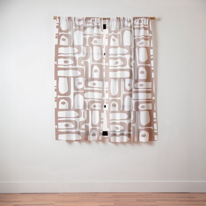 Mid Century Piquet Geo Pattern Inspired by PANTONE 17 1230 Color of the Year Mocha Mousse Window Curtain Gallery Image 2