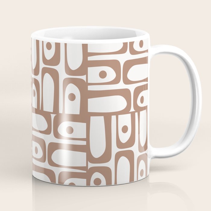 Mid Century Piquet Geo Pattern Inspired by PANTONE 17 1230 Color of the Year Mocha Mousse Coffee Mug Gallery Image 1