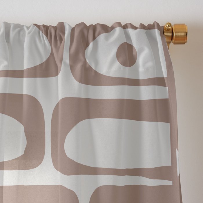 Mid Century Piquet Geo Pattern Inspired by PANTONE 17 1230 Color of the Year Mocha Mousse Window Curtain Gallery Image 3