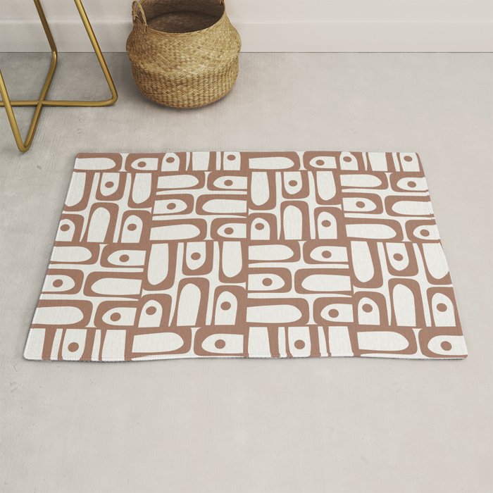 Mid Century Piquet Geo Pattern Inspired by PANTONE 17 1230 Color of the Year Mocha Mousse Rug Gallery Image 1