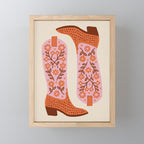 Cowgirl Boots - Pink and Orange Mini Art Print Gallery Image 1