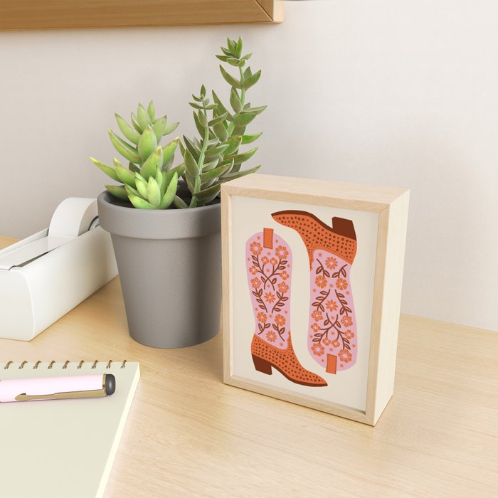 Cowgirl Boots - Pink and Orange Mini Art Print Gallery Image 2