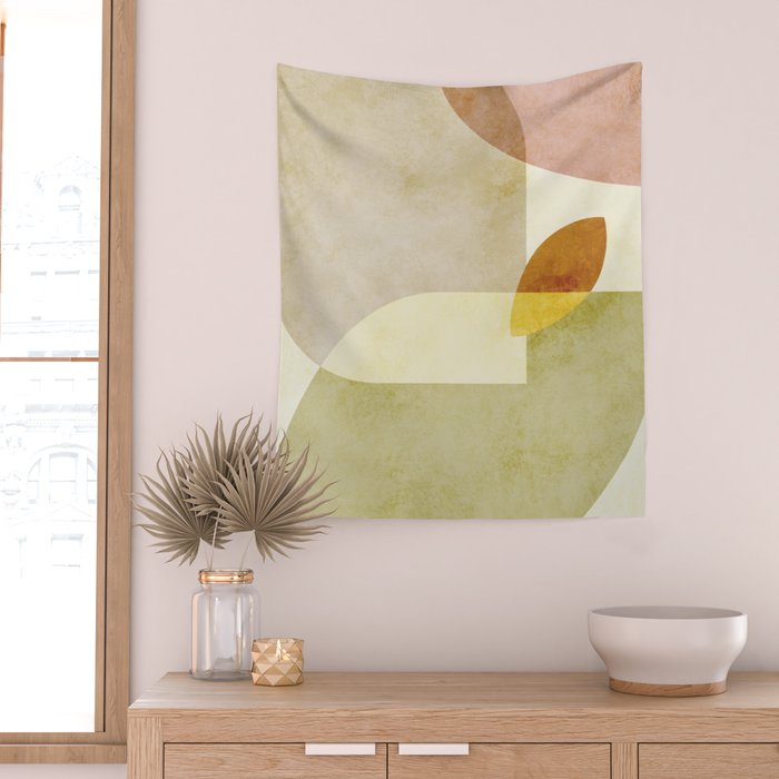 organic shapes boho nature abstract Wall Tapestry Gallery Image 2