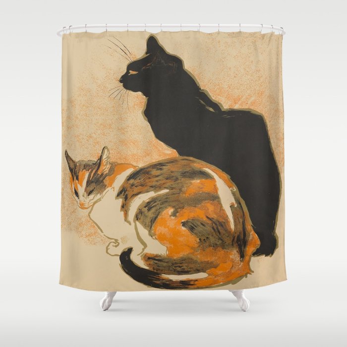At the Bodiniere Théophile-Alexandre Steinlen 1894 Cat Ink Illustration Shower Curtain Gallery Image 1