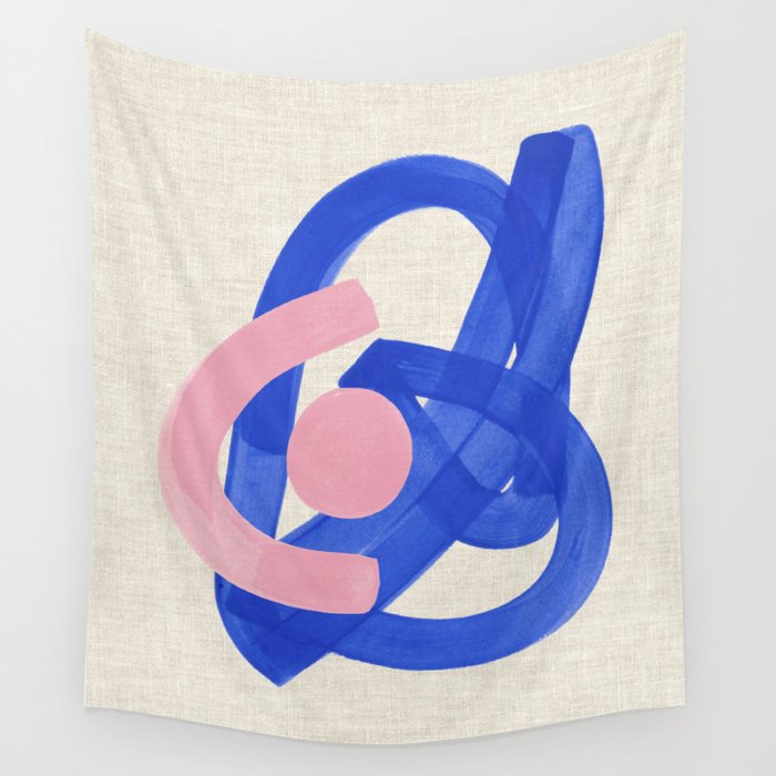 Pink And Blue Round Orbit Wall Tapestry Gallery Image 4