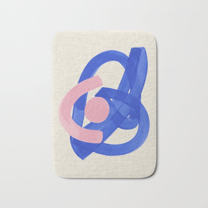 Pink And Blue Round Orbit Bath Mat Gallery Image 1