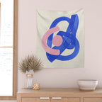 Pink And Blue Round Orbit Wall Tapestry Gallery Image 2