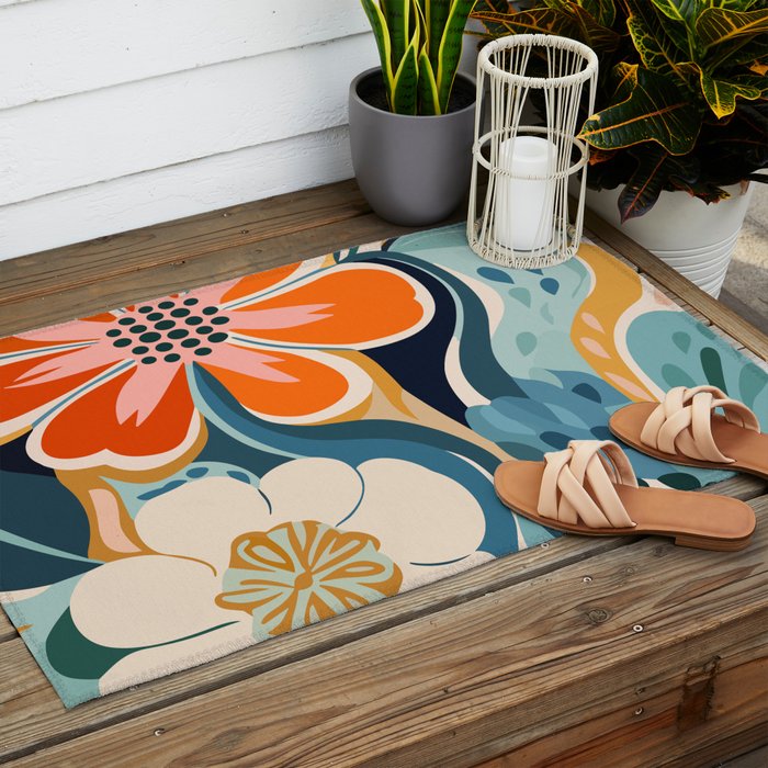 Austin Flower Market Print Outdoor Rug Gallery Image 2
