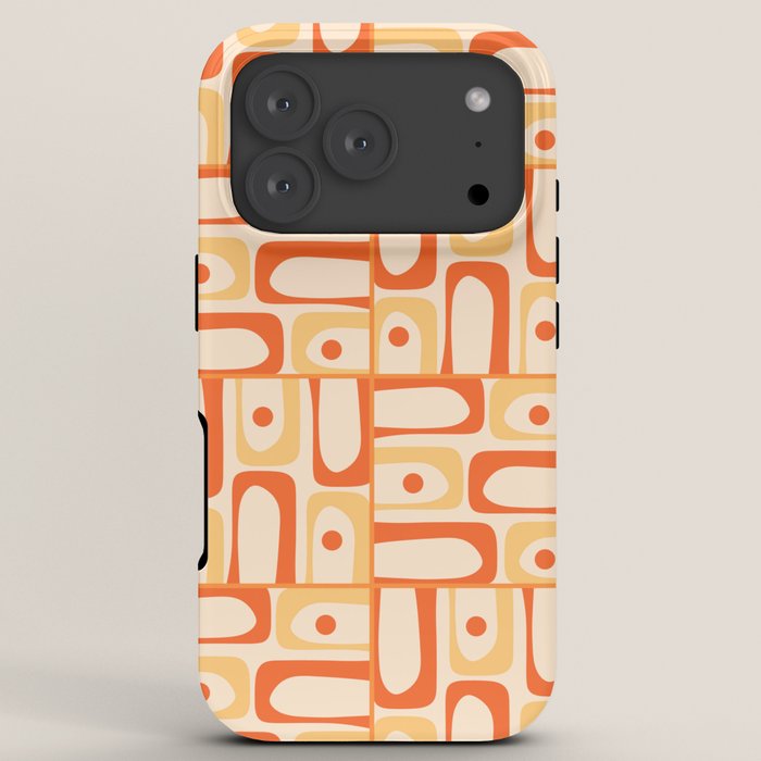 Mid Century Modern Piquet Abstract Multi Tiled Geometric Pattern Orange Tangerine iPhone Case Gallery Image 7