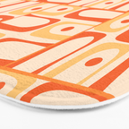 Mid Century Modern Piquet Abstract Multi Tiled Geometric Pattern Orange Tangerine Bath Mat Gallery Image 3